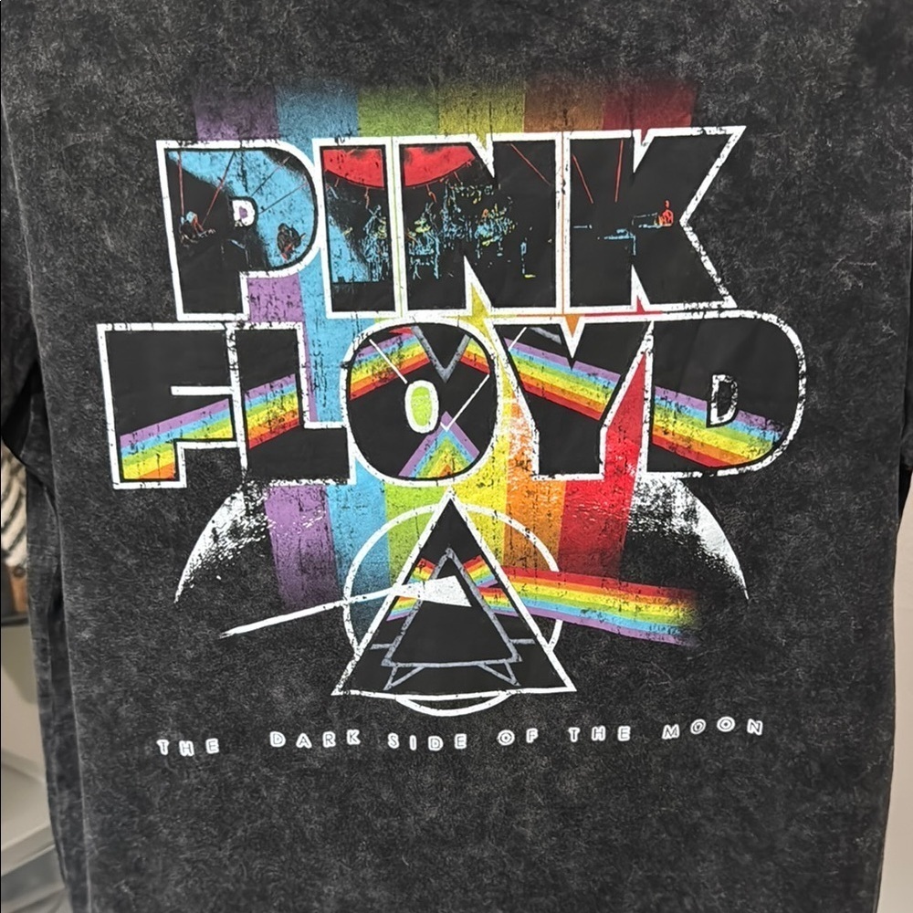 Pink Floyd Black Tee with Rainbow Graphic Dark Side